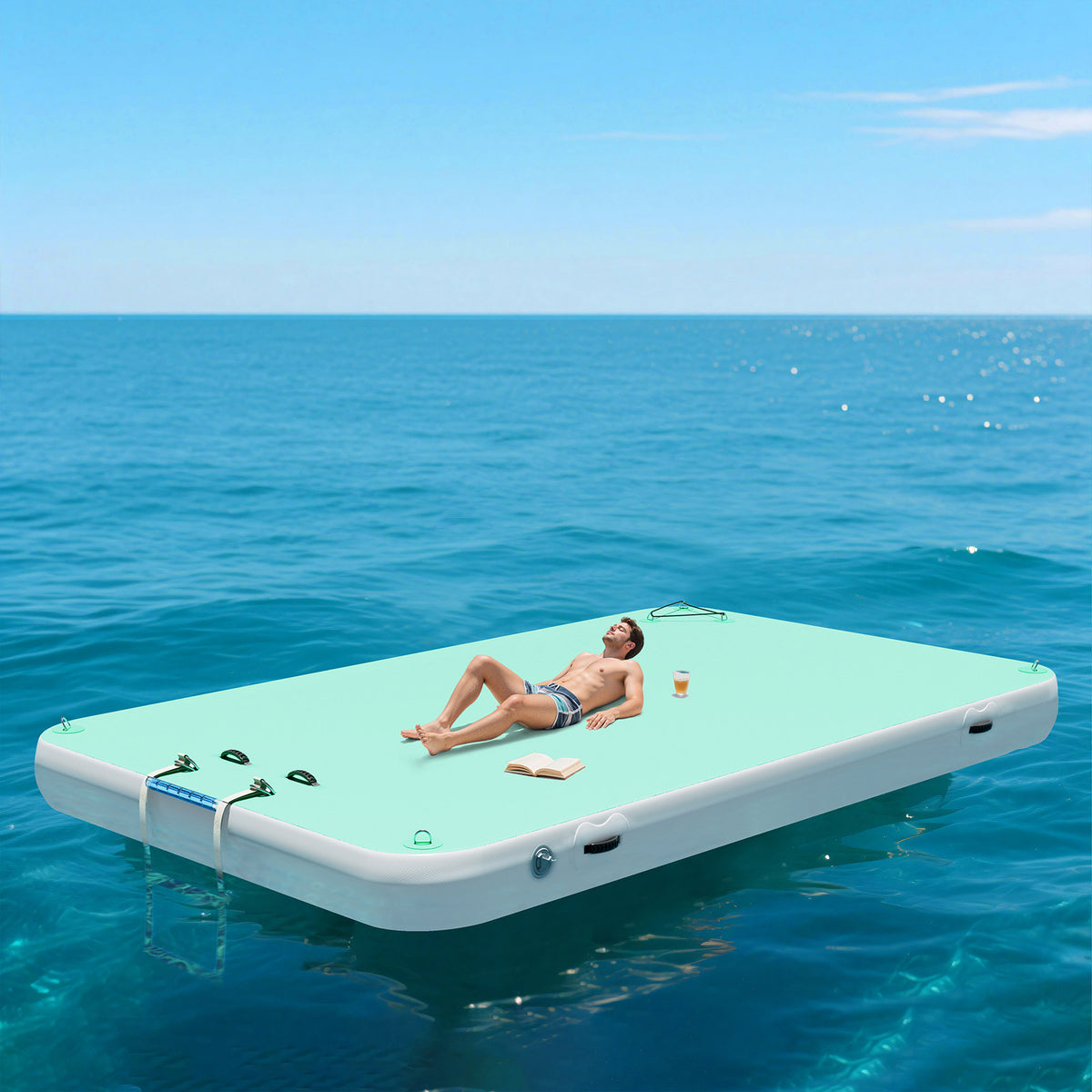 Ploov Inflatable Floating Dock - Regular / 10x6 FT / Green