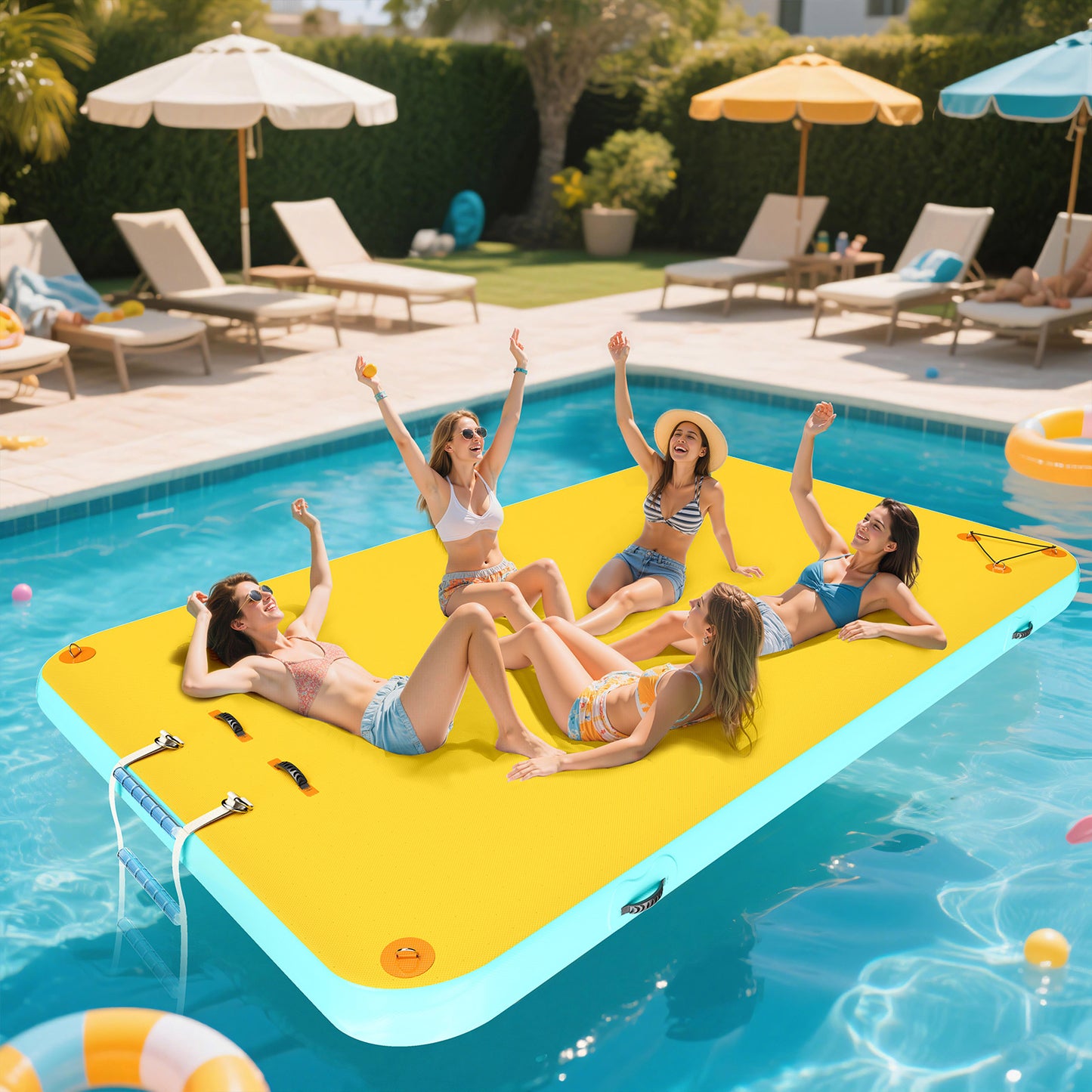 Ploov Inflatable Floating Dock - Regular / 10x6 FT / Yellow