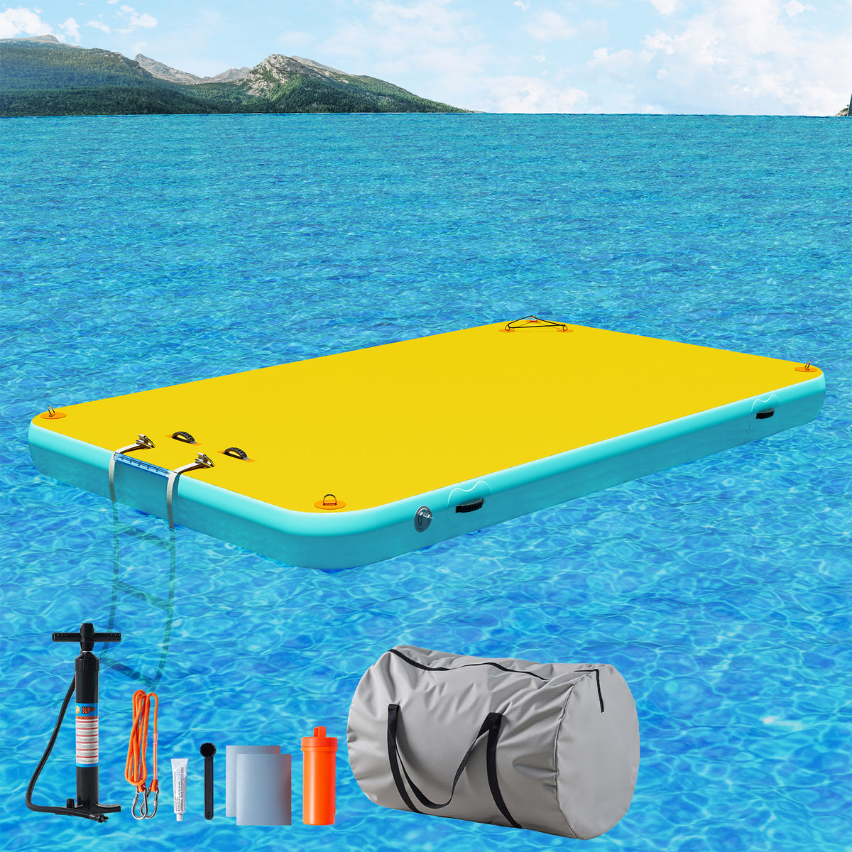Ploov Inflatable Floating Dock - Regular / 10x6 FT / Yellow