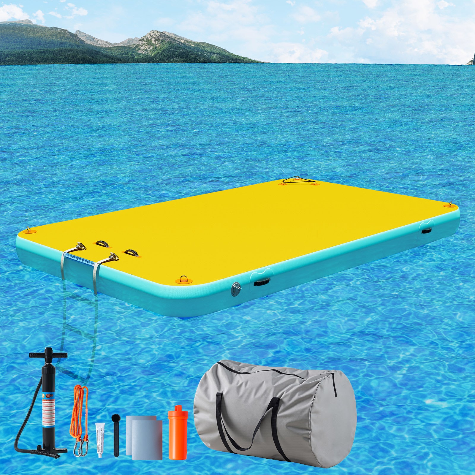 Ploov Inflatable Floating Dock - Regular / 10x6 FT / Yellow