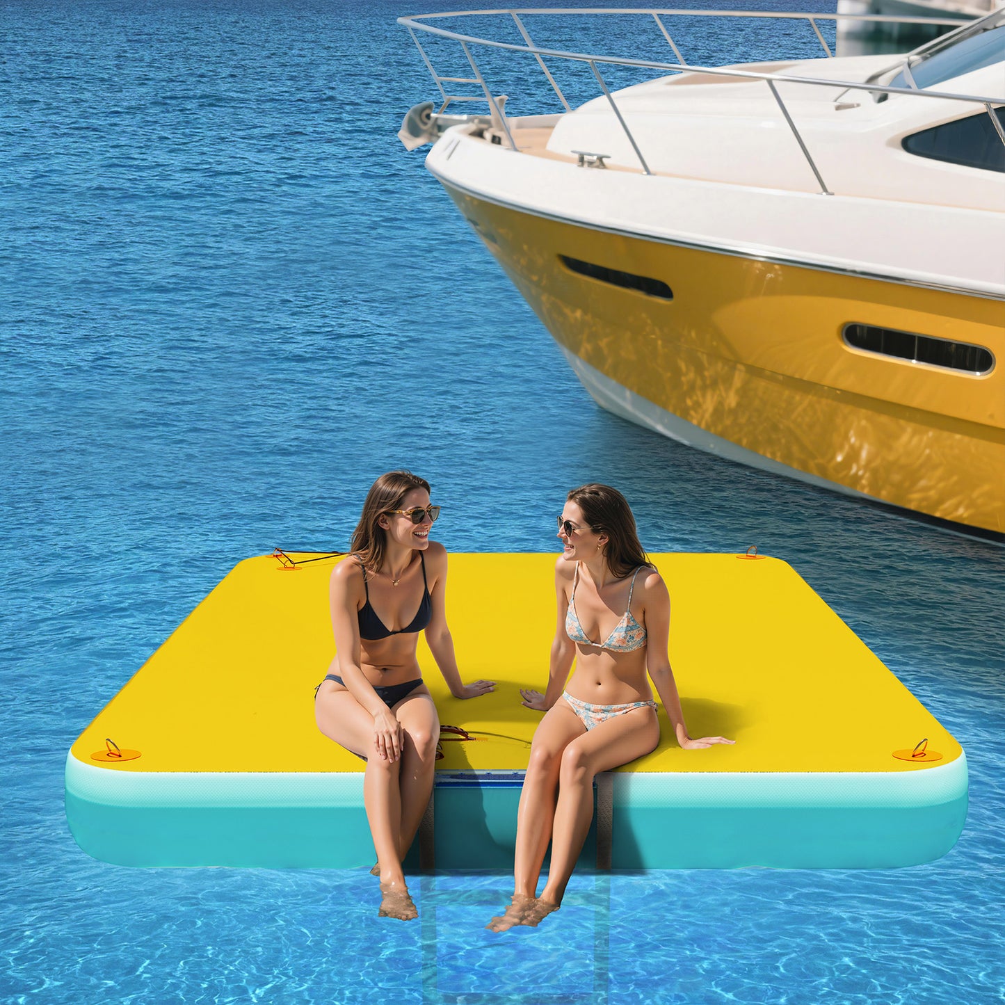 Ploov Inflatable Floating Dock - Regular / 10x6 FT / Yellow
