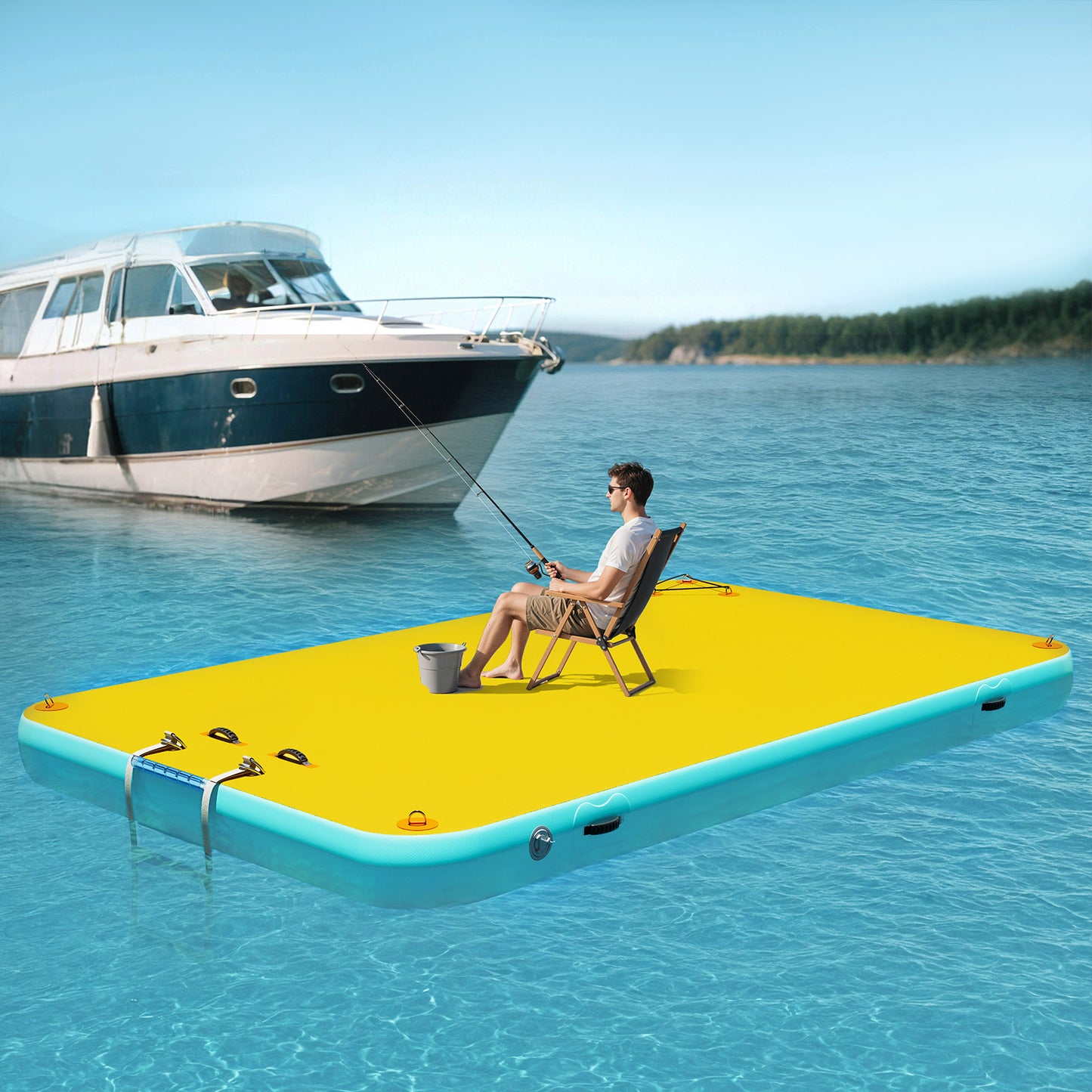 Ploov Inflatable Floating Dock - Regular / 10x6 FT / Yellow