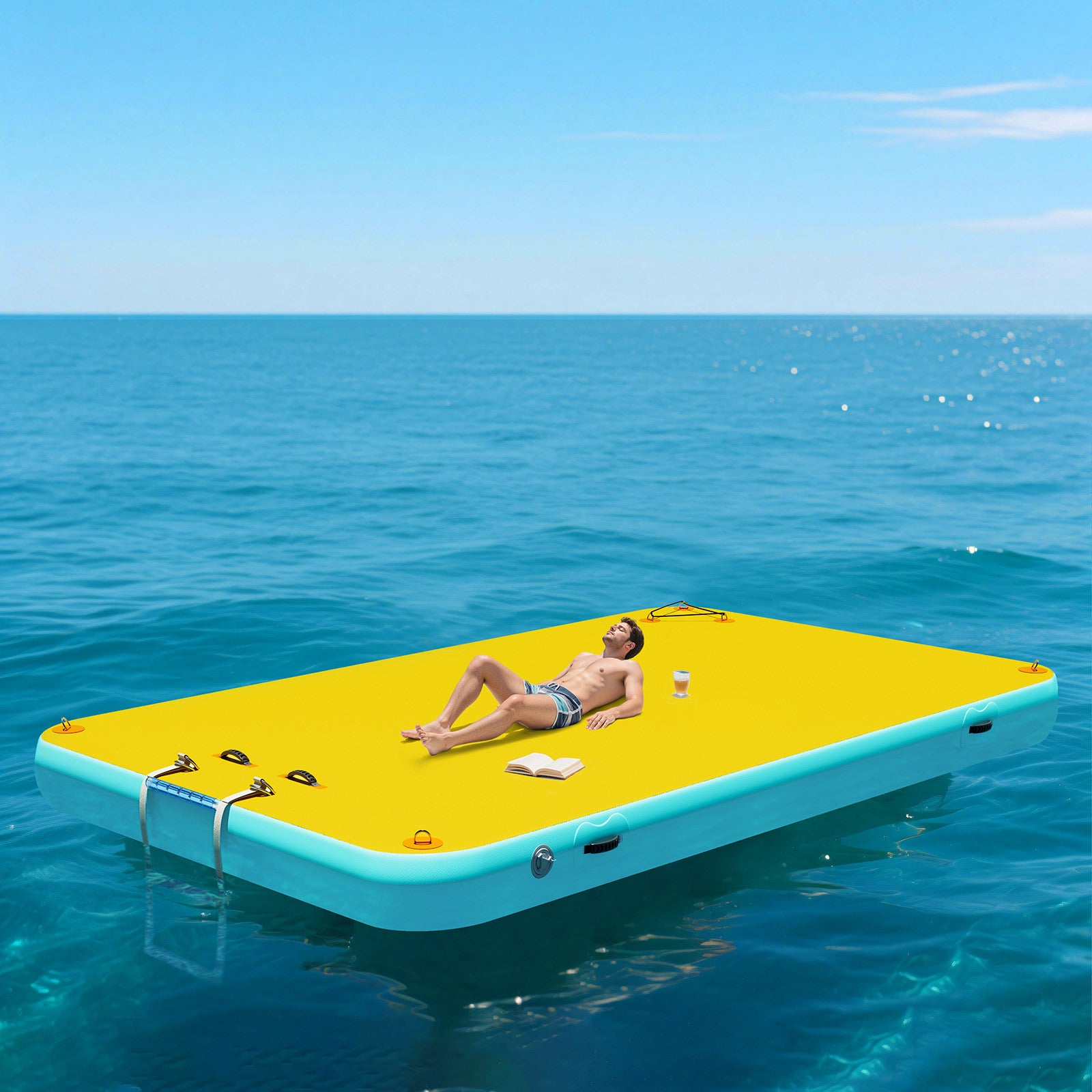 Ploov Inflatable Floating Dock - Regular / 10x6 FT / Yellow