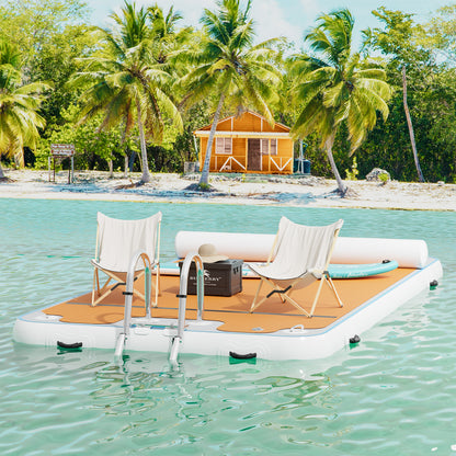 Ploov Inflatable Floating Dock - EVA Surface / 12x6 FT / Brown