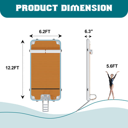 Ploov Inflatable Floating Dock - EVA Surface / 12x6 FT / Brown