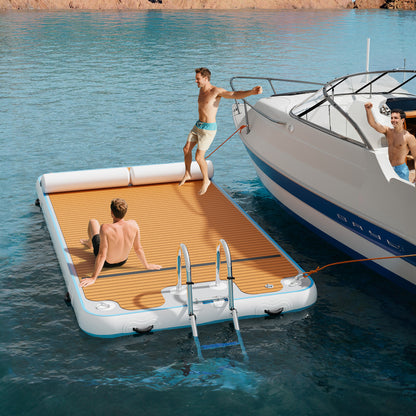 Ploov Inflatable Floating Dock - EVA Surface / 12x6 FT / Brown