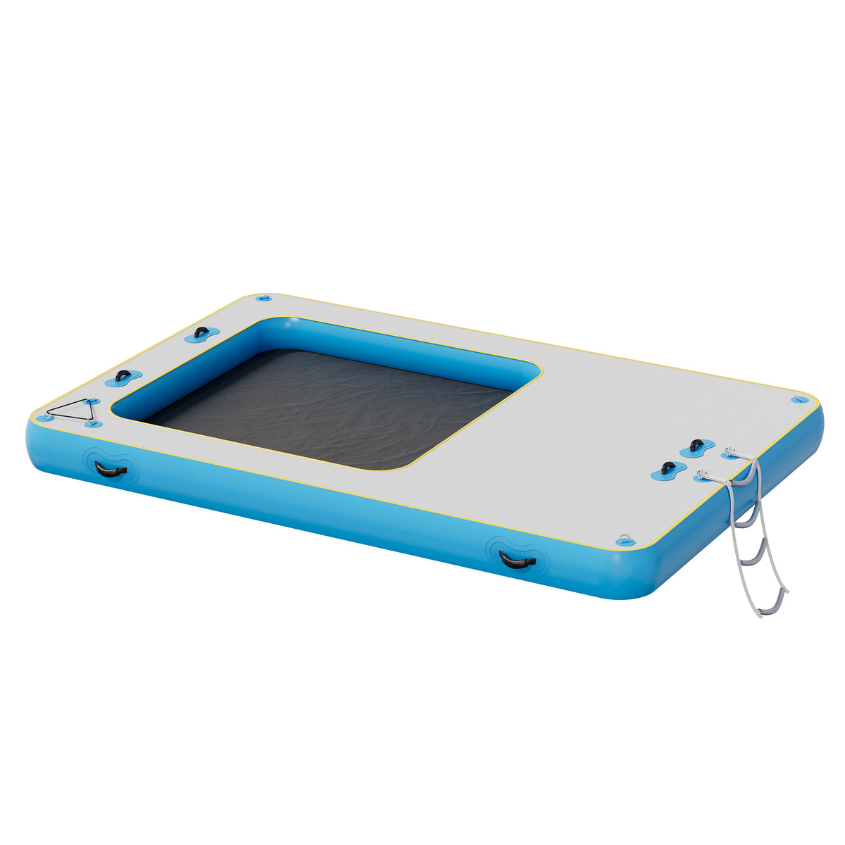 Ploov Inflatable Floating Dock - Recessed Pool / 12x8 FT / Blue & White