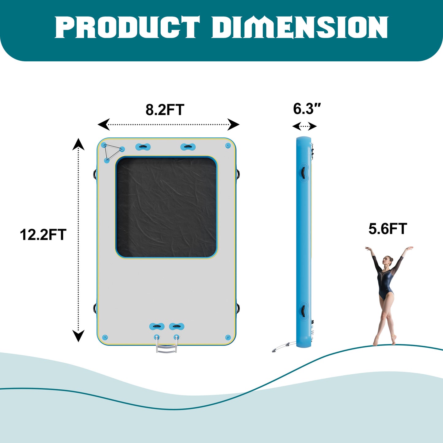 Ploov Inflatable Floating Dock - Recessed Pool / 12x8 FT / Blue & White