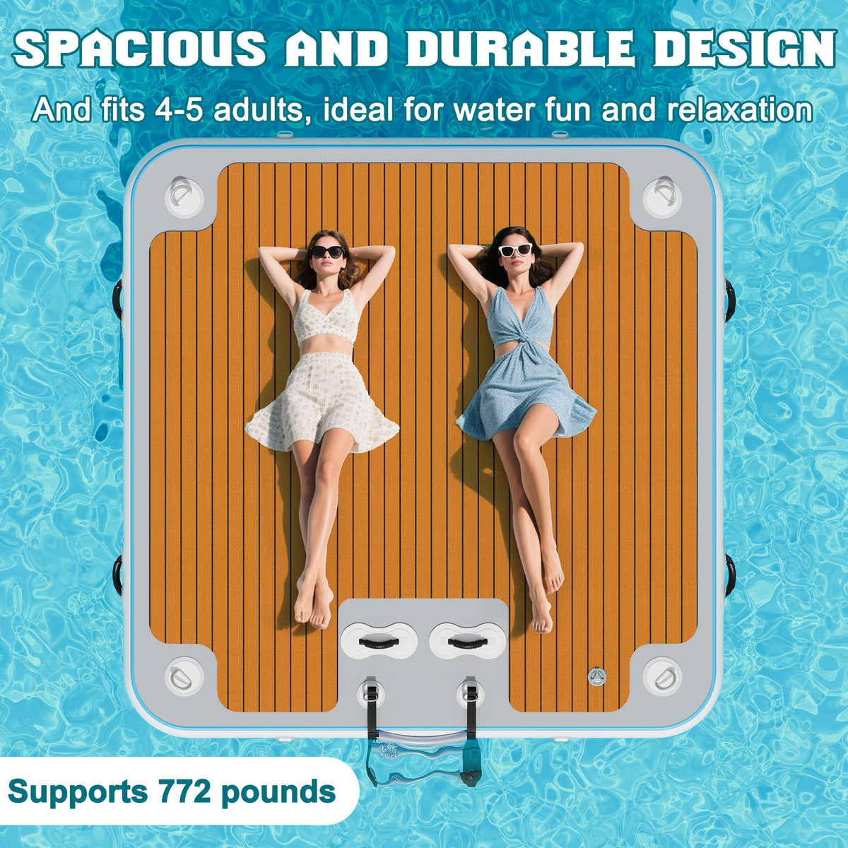 Ploov Inflatable Floating Dock - EVA Surface / 7x7 FT / Brown