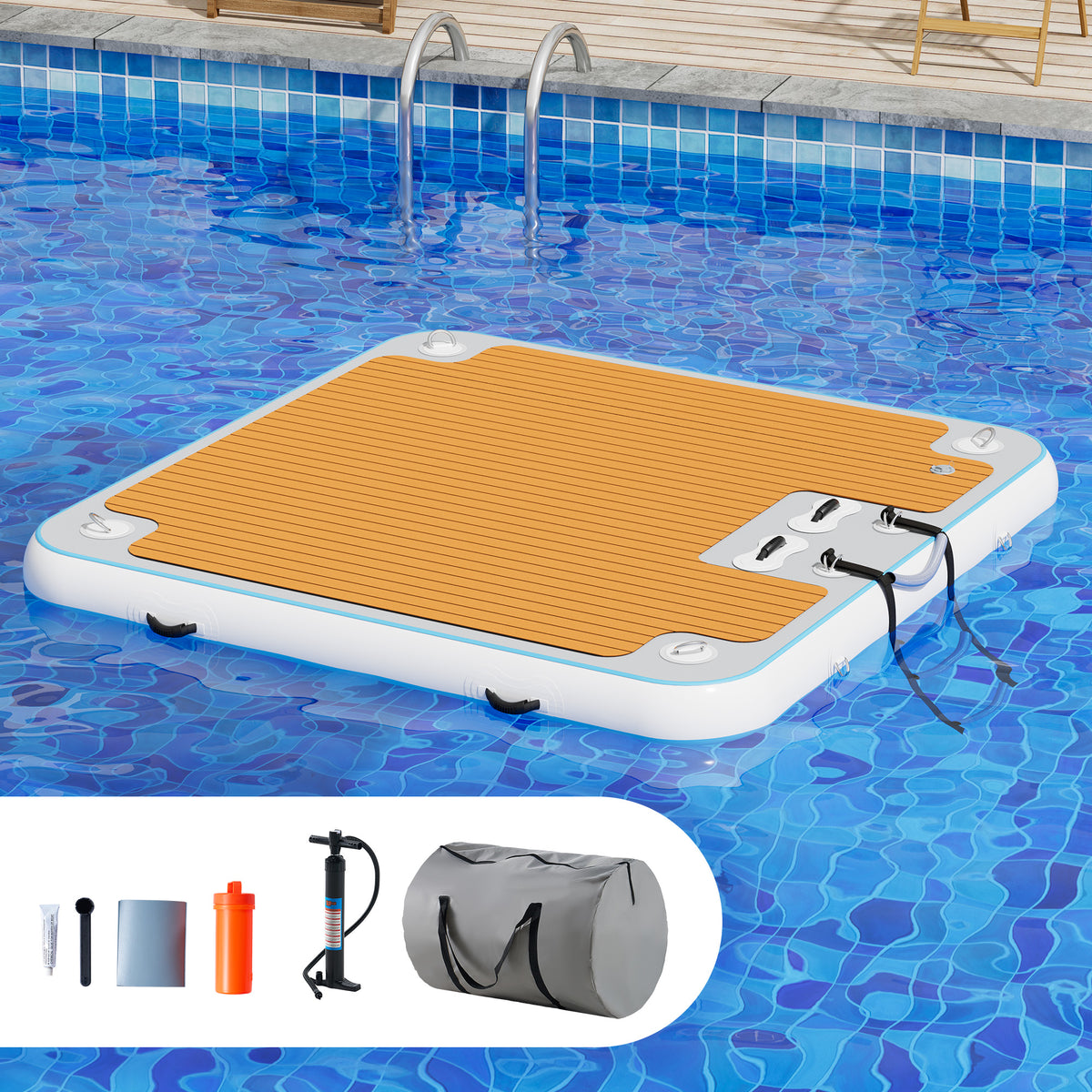 Ploov Inflatable Floating Dock - EVA Surface / 7x7 FT / Brown