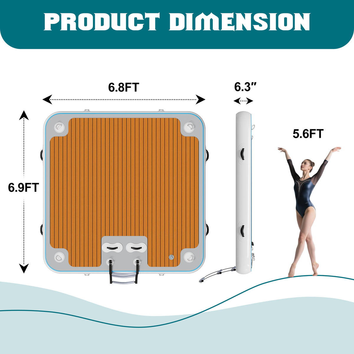 Ploov Inflatable Floating Dock - EVA Surface / 7x7 FT / Brown