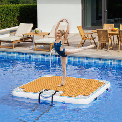 Ploov Inflatable Floating Dock - EVA Surface / 7x7 FT / Brown