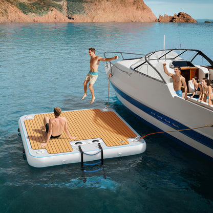 Ploov Inflatable Floating Dock - EVA Surface / 7x7 FT / Brown