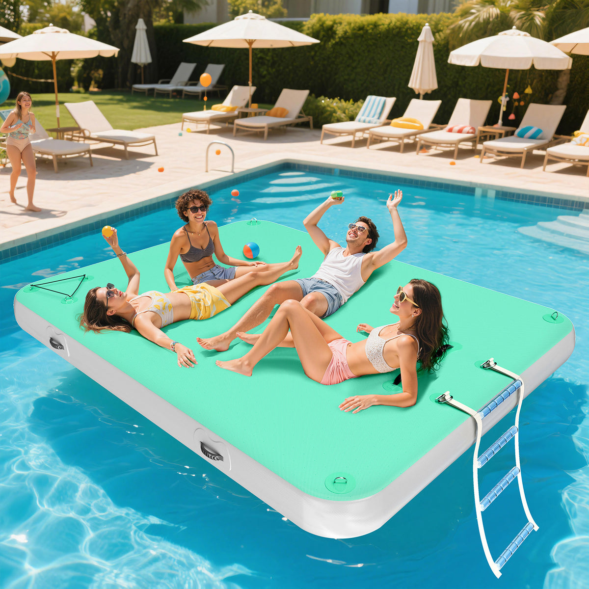 Ploov Inflatable Floating Dock - Regular / 8x6 FT / Green
