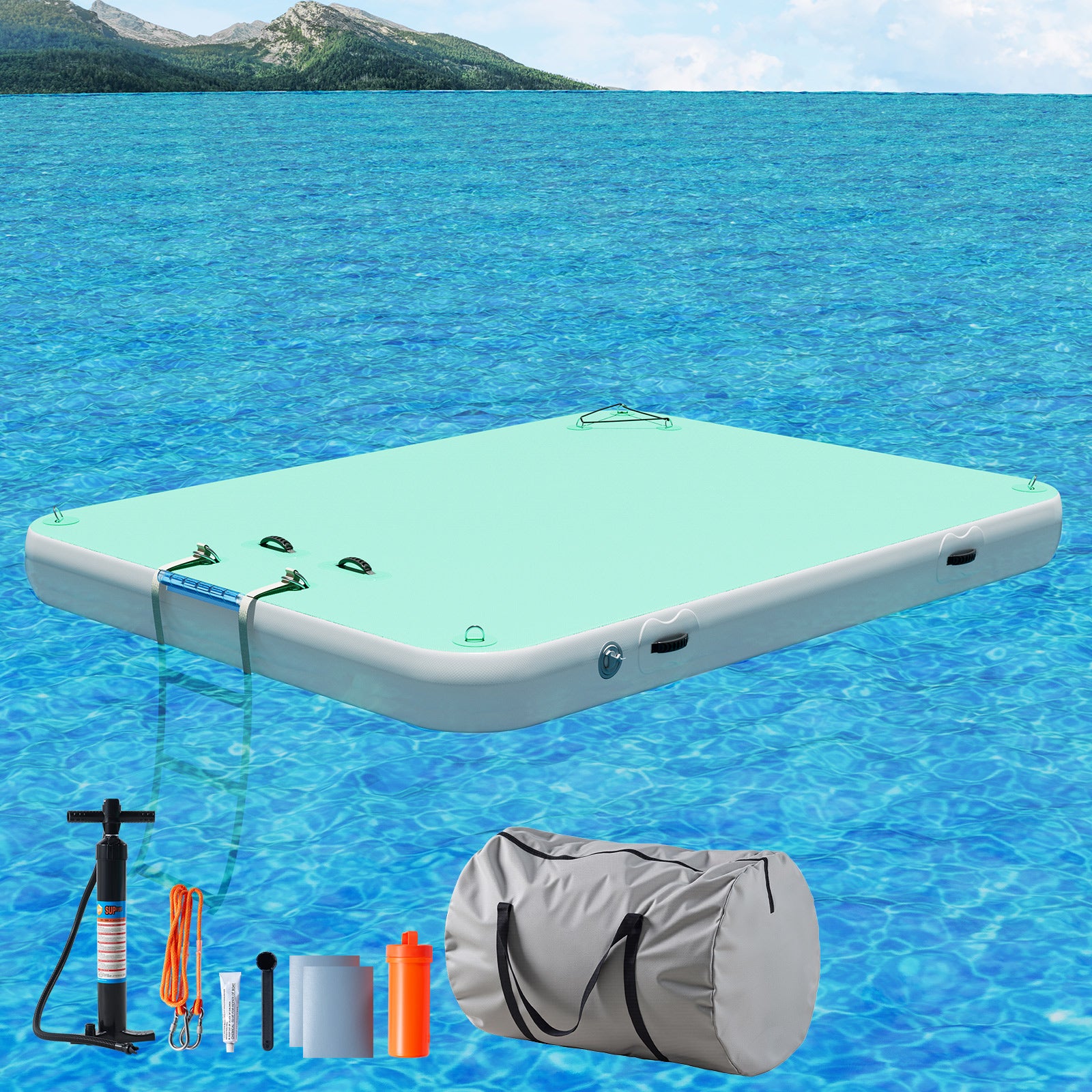 Ploov Inflatable Floating Dock - Regular / 8x6 FT / Green