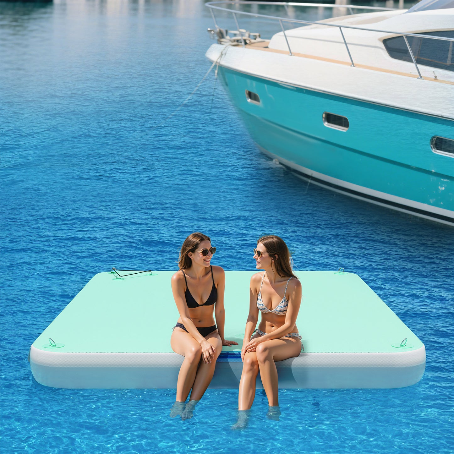 Ploov Inflatable Floating Dock - Regular / 8x6 FT / Green