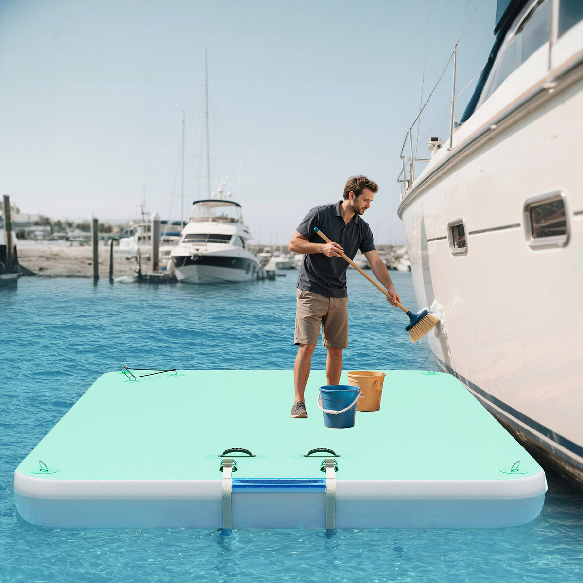 Ploov Inflatable Floating Dock - Regular / 8x6 FT / Green