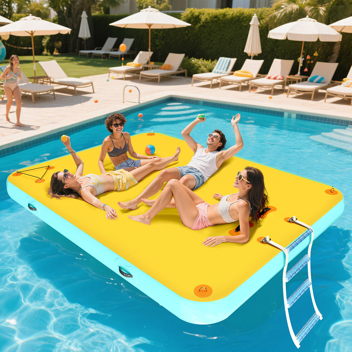 Ploov Inflatable Floating Dock - Regular / 8x6 FT / Yellow