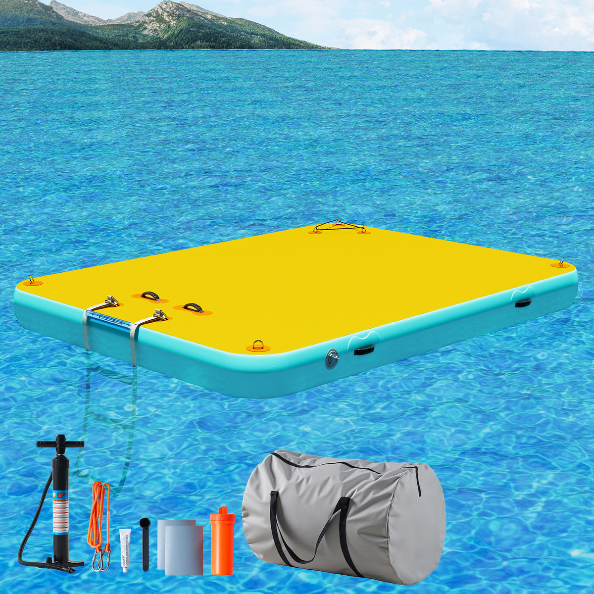 Ploov Inflatable Floating Dock - Regular / 8x6 FT / Yellow