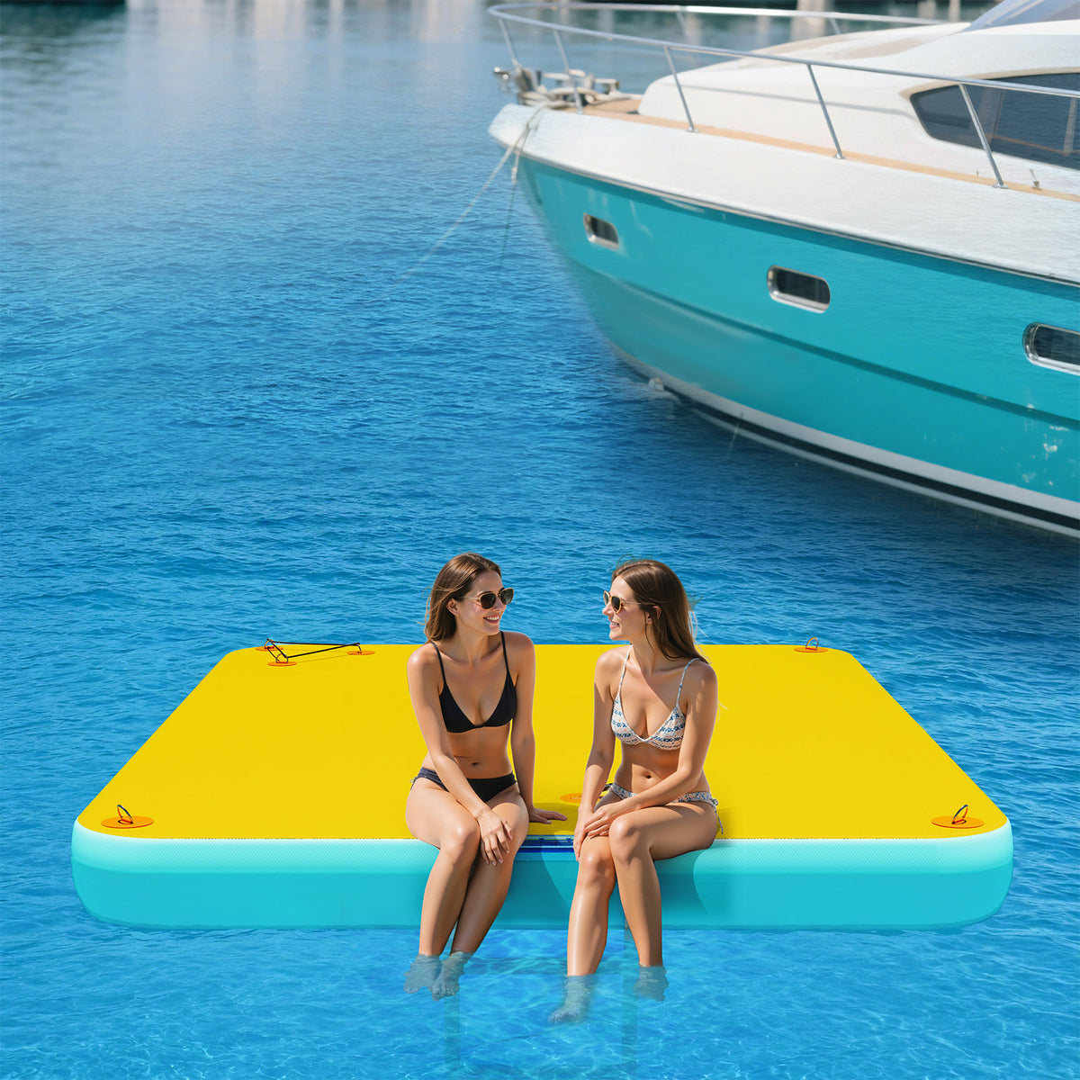 Ploov Inflatable Floating Dock - Regular / 8x6 FT / Yellow