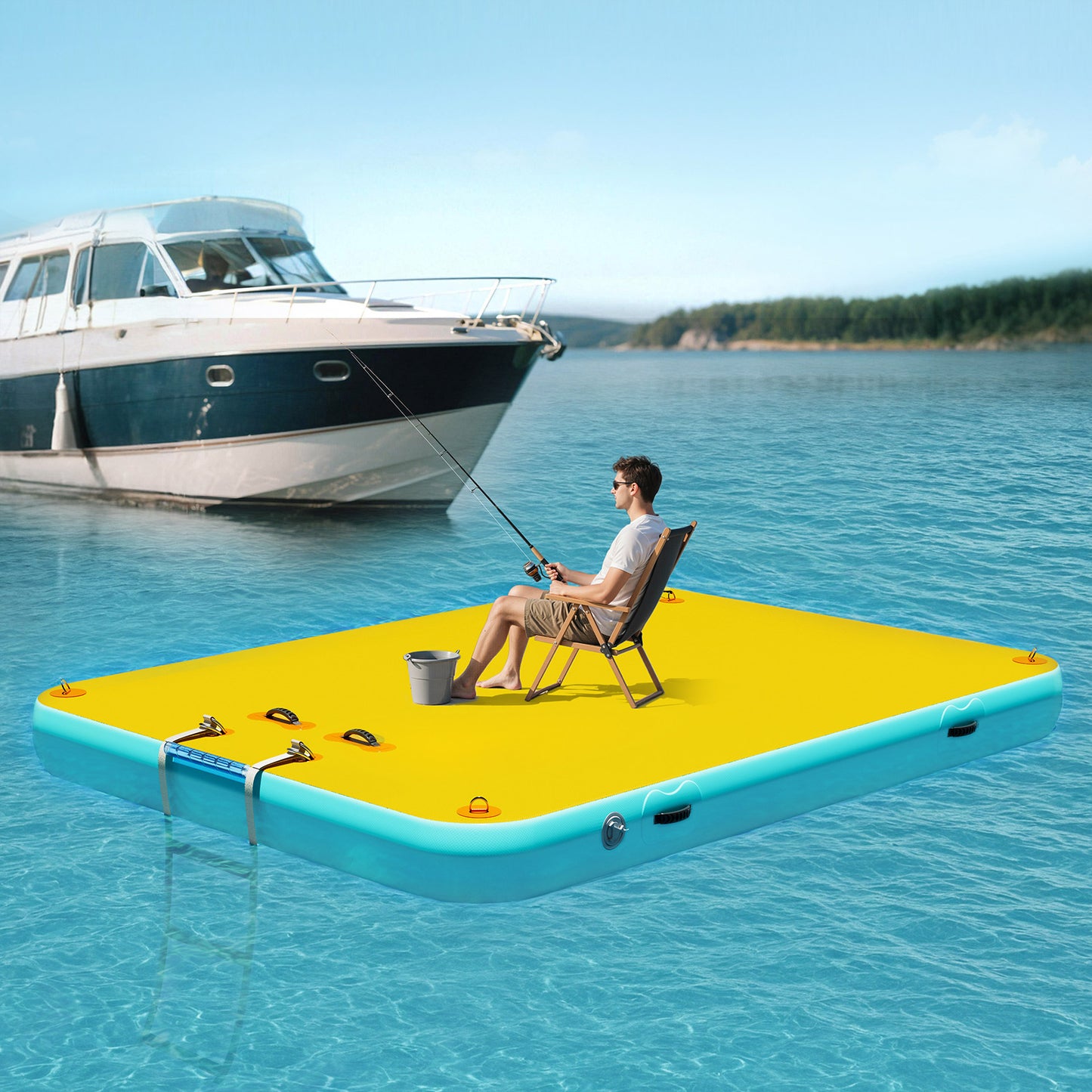 Ploov Inflatable Floating Dock - Regular / 8x6 FT / Yellow