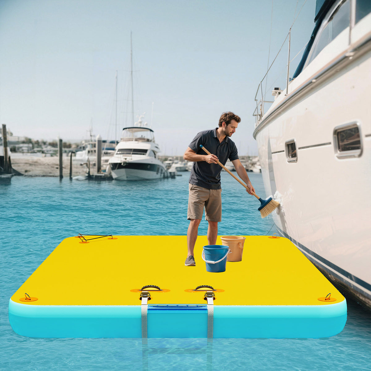 Ploov Inflatable Floating Dock - Regular / 8x6 FT / Yellow