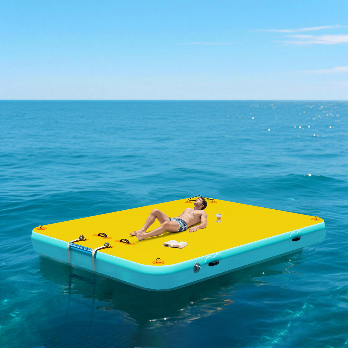 Ploov Inflatable Floating Dock - Regular / 8x6 FT / Yellow