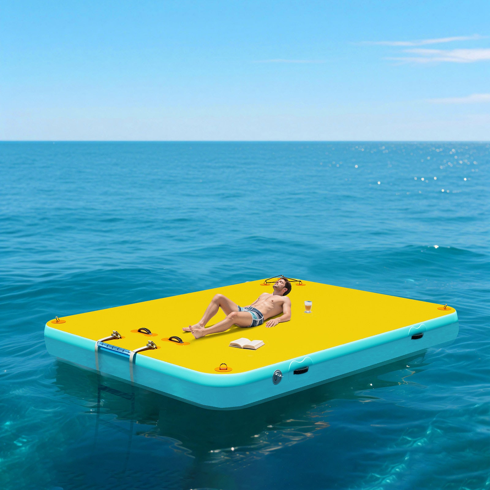 Ploov Inflatable Floating Dock - Regular / 8x6 FT / Yellow