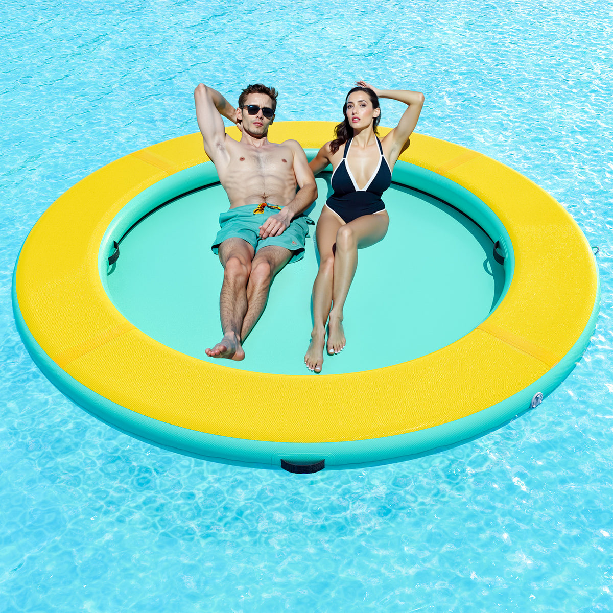 Nixie Inflatable Water Hammock-8*8FT / Circle / Yellow+Green