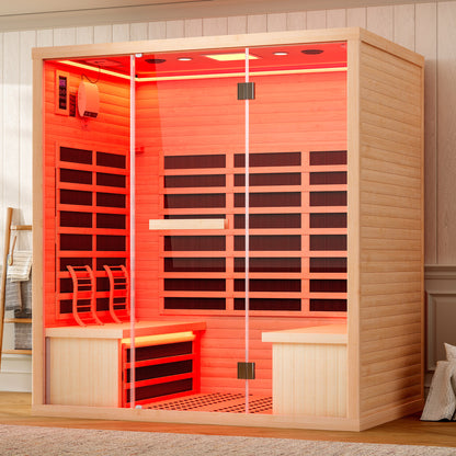 Low EMF Infrared Saunas for Home Amerlife 4-Person 63.2*47.2*75.2 Inch