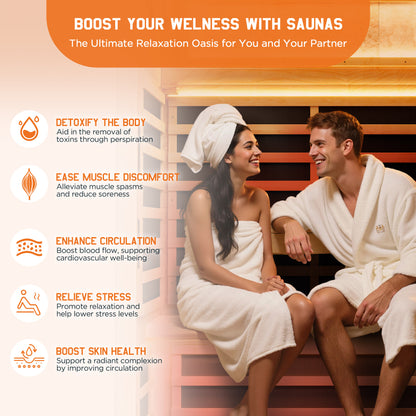Low EMF Infrared Saunas for Home Amerlife 2-Person 47.2*x34.2*x70.9 Inch 