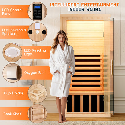 Low EMF Infrared Saunas for Home Amerlife 1-Person 32.3*32.3*66.1 Inch 