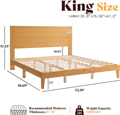 Fremont Wood Platform Bed King size Natural