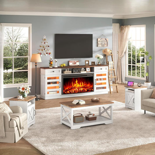 4-Piece Living Room Table Set -White
