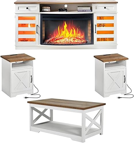 4-Piece Living Room Table Set -White