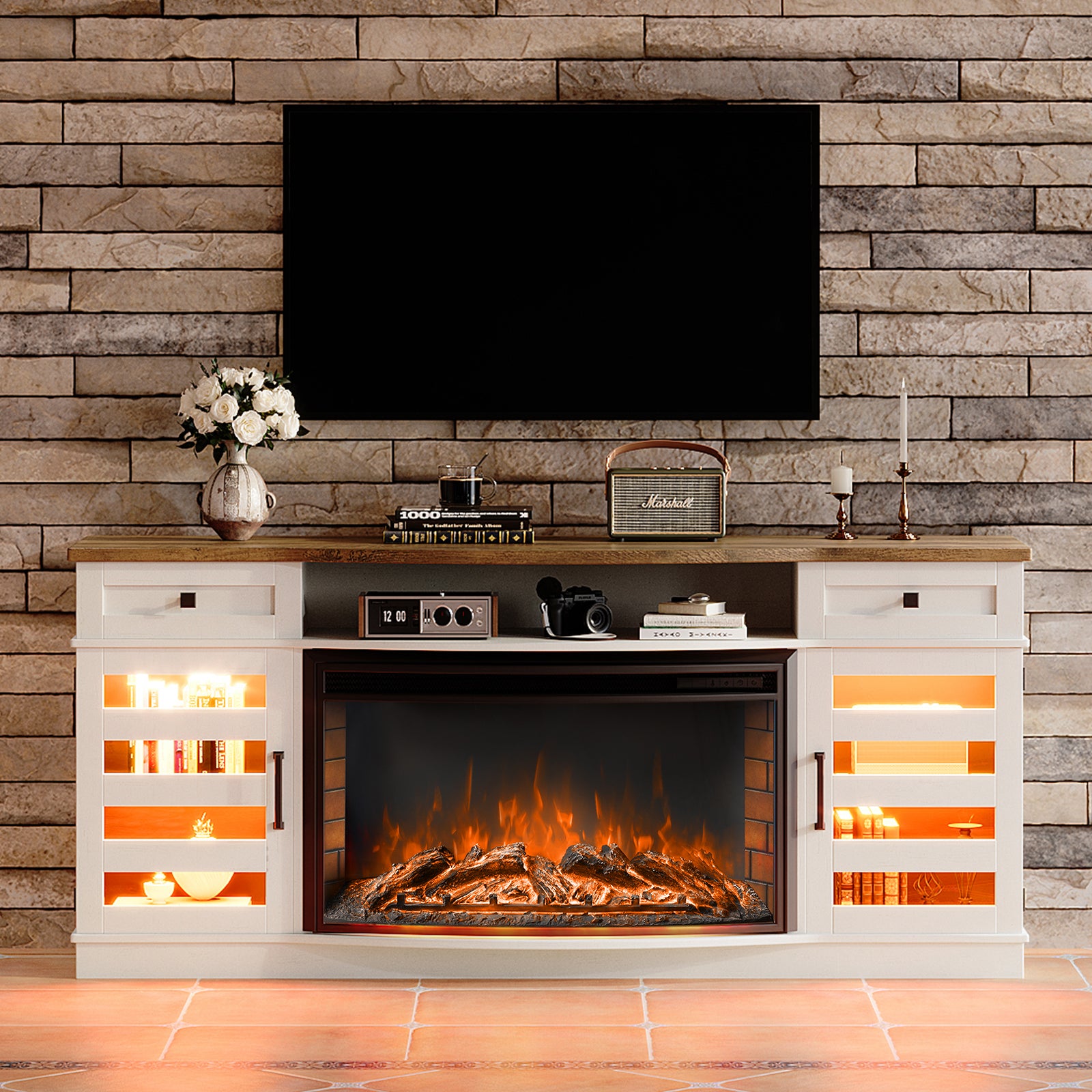 4-Piece Living Room Table Set -White