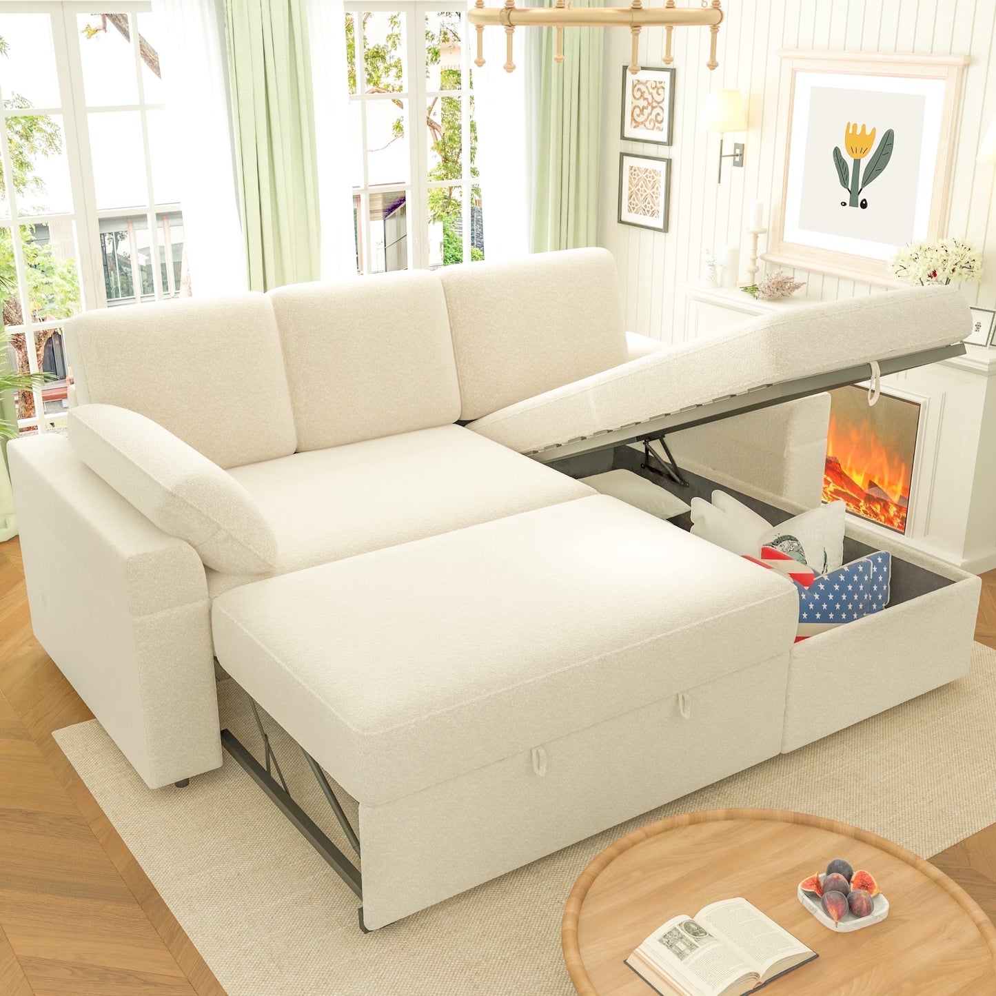 Flush Sectional Sofa Amerlife Beige