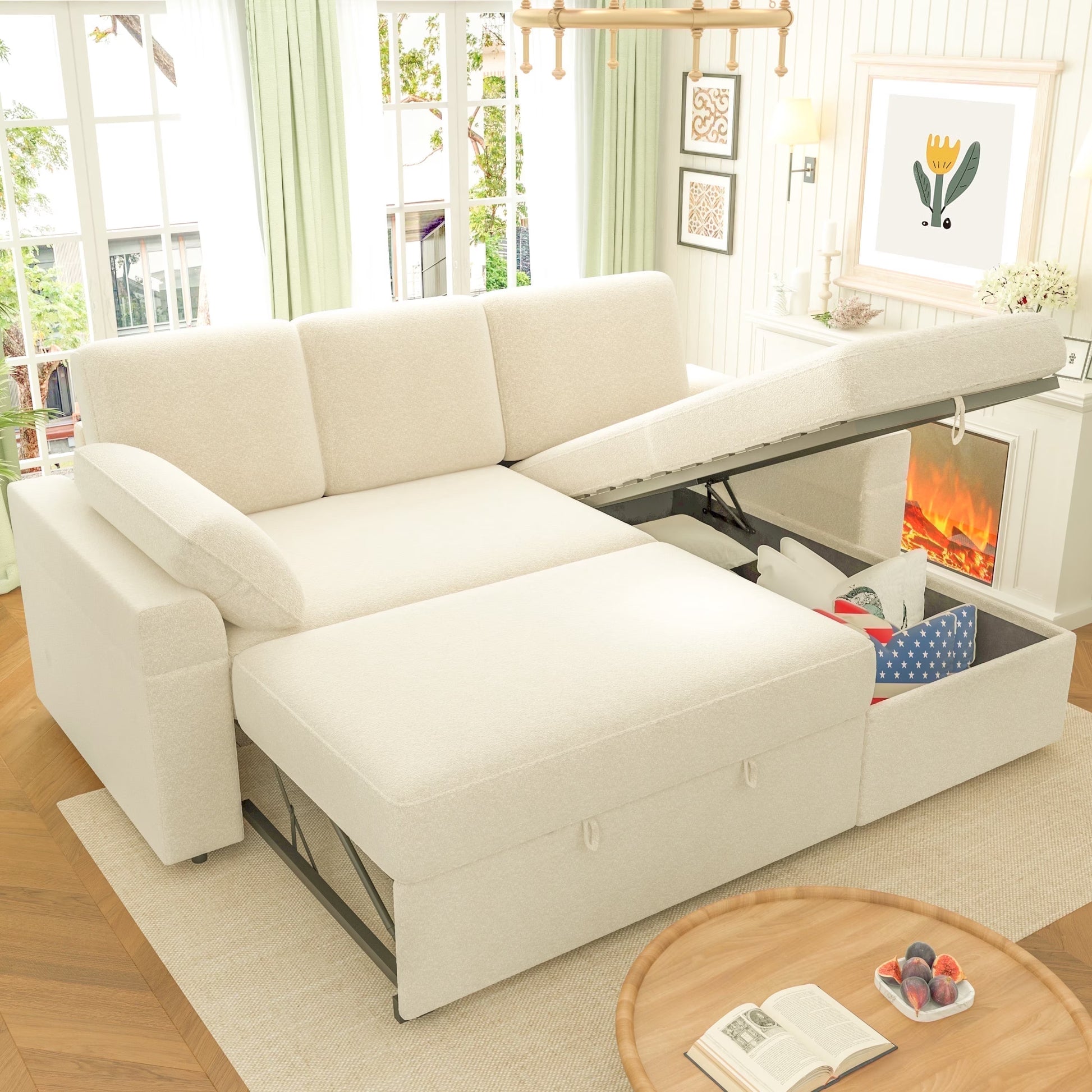 Flush Sectional Sofa Amerlife Beige