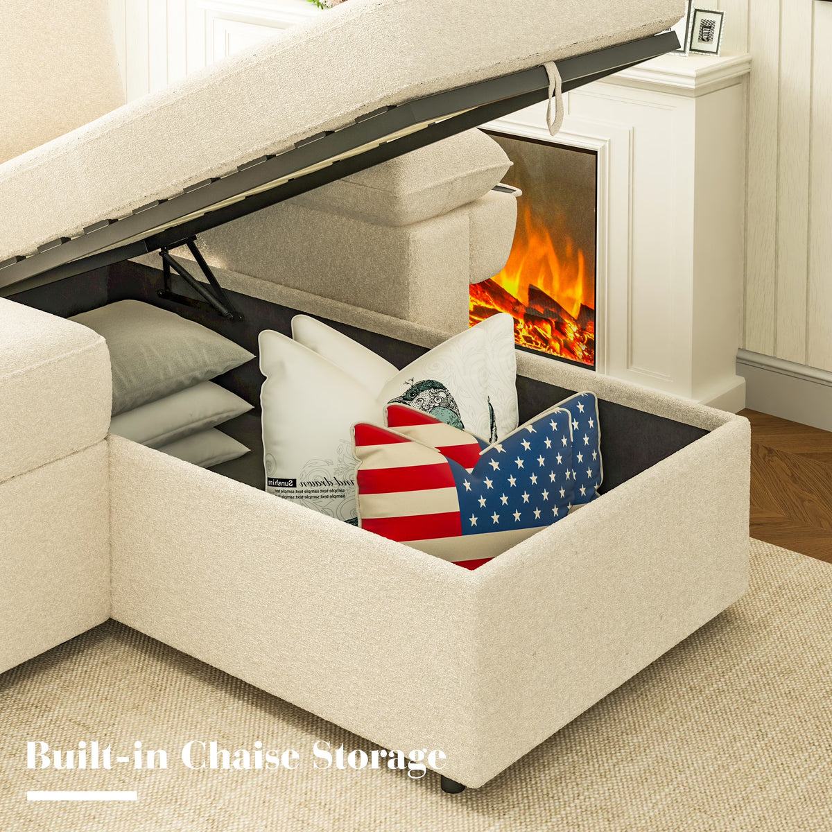 Flush Sectional Sofa Amerlife Beige