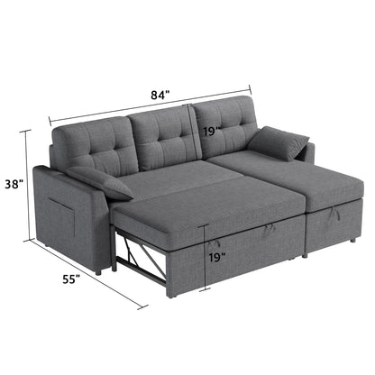 Sleeper Sofa Bed Amerlife  Linen Grey / 3 Seats
