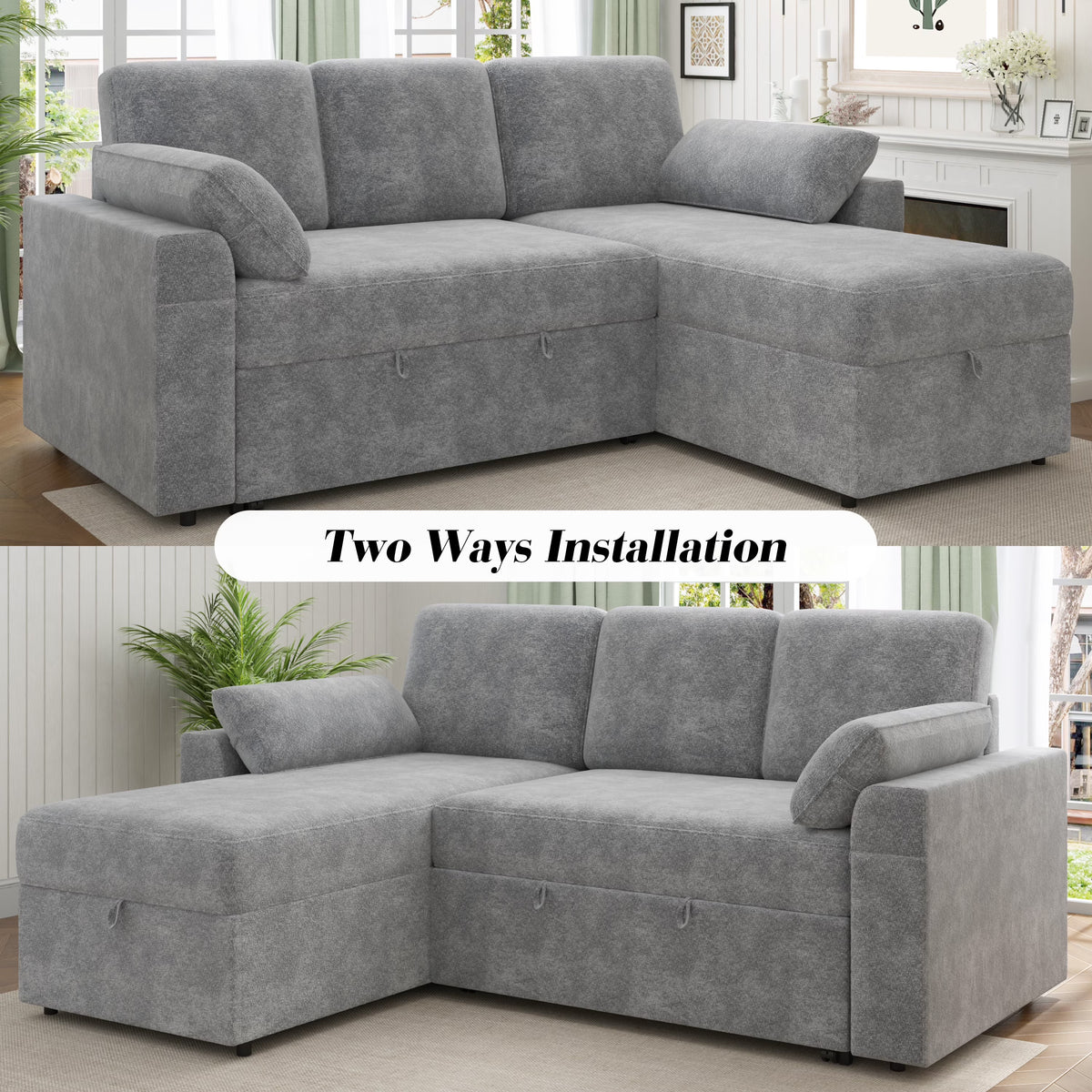 Flush Sectional Sofa Amerlife Grey