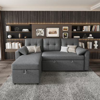 Sleeper Sofa Bed Amerlife Linen Grey / 3 Seats
