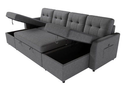 Sleeper Sofa Bed Amerlife Linen Grey / 4 Seats