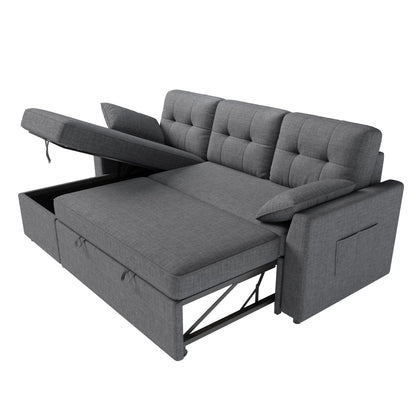 Sleeper Sofa Bed Amerlife  Linen Grey / 3 Seats