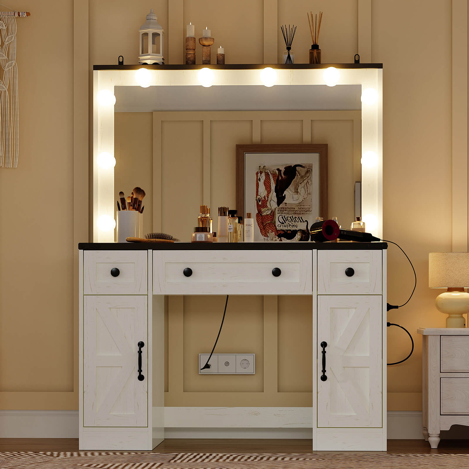 Ciren 43" Makeup Vanity-Antique White
