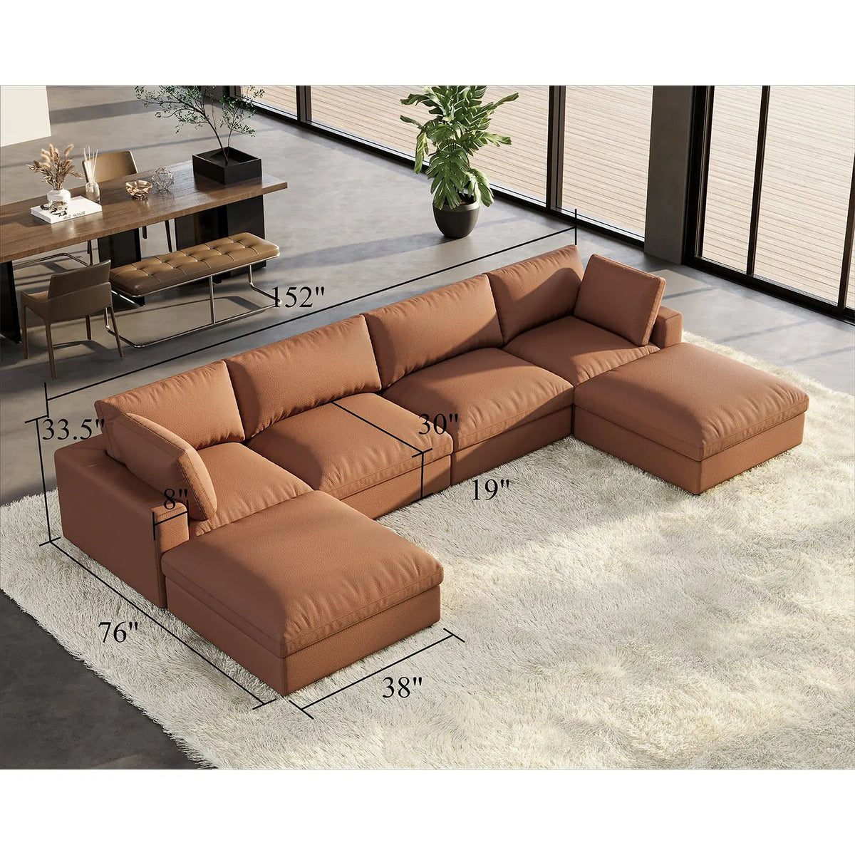 6 Seats U-Shape / Brown