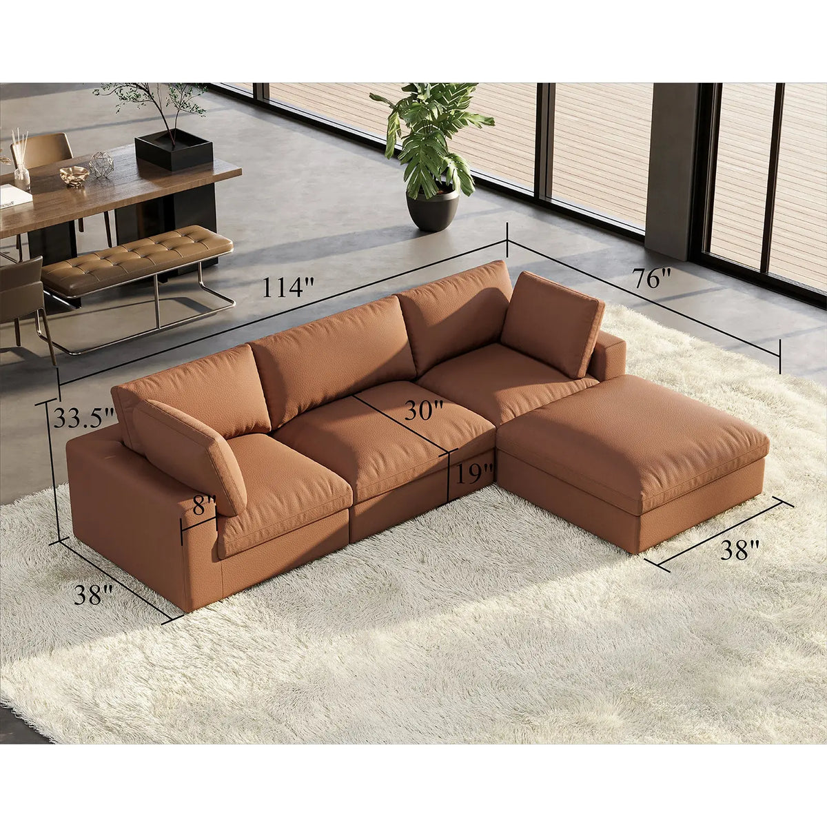 4 Seats L-Shape / Brown