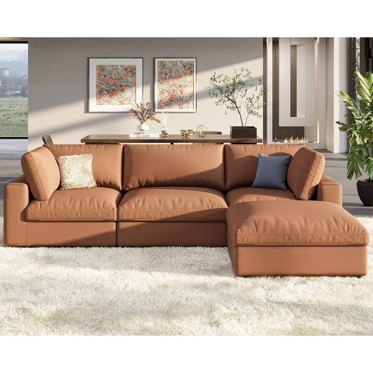 4 Seats L-Shape / Brown