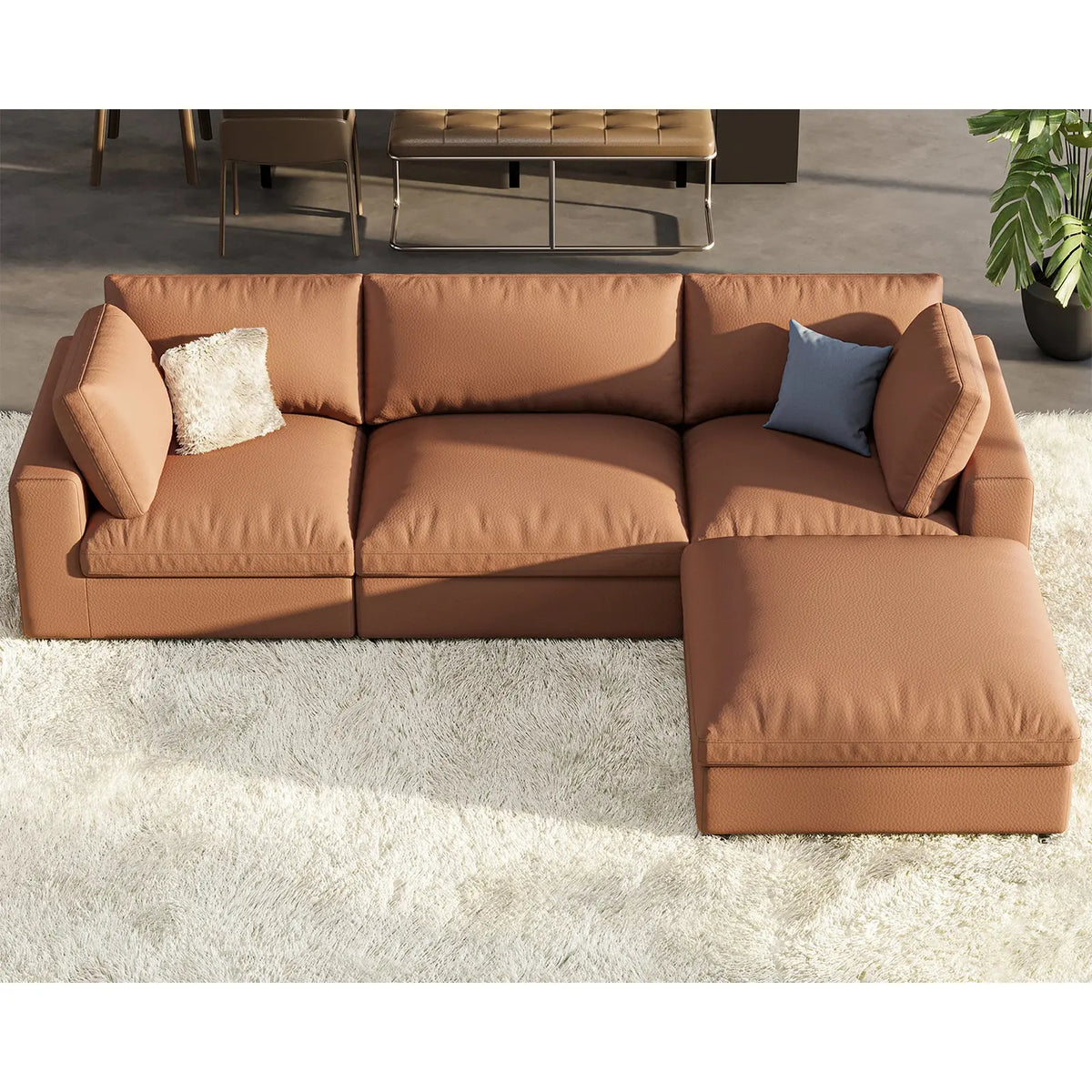 4 Seats L-Shape / Brown