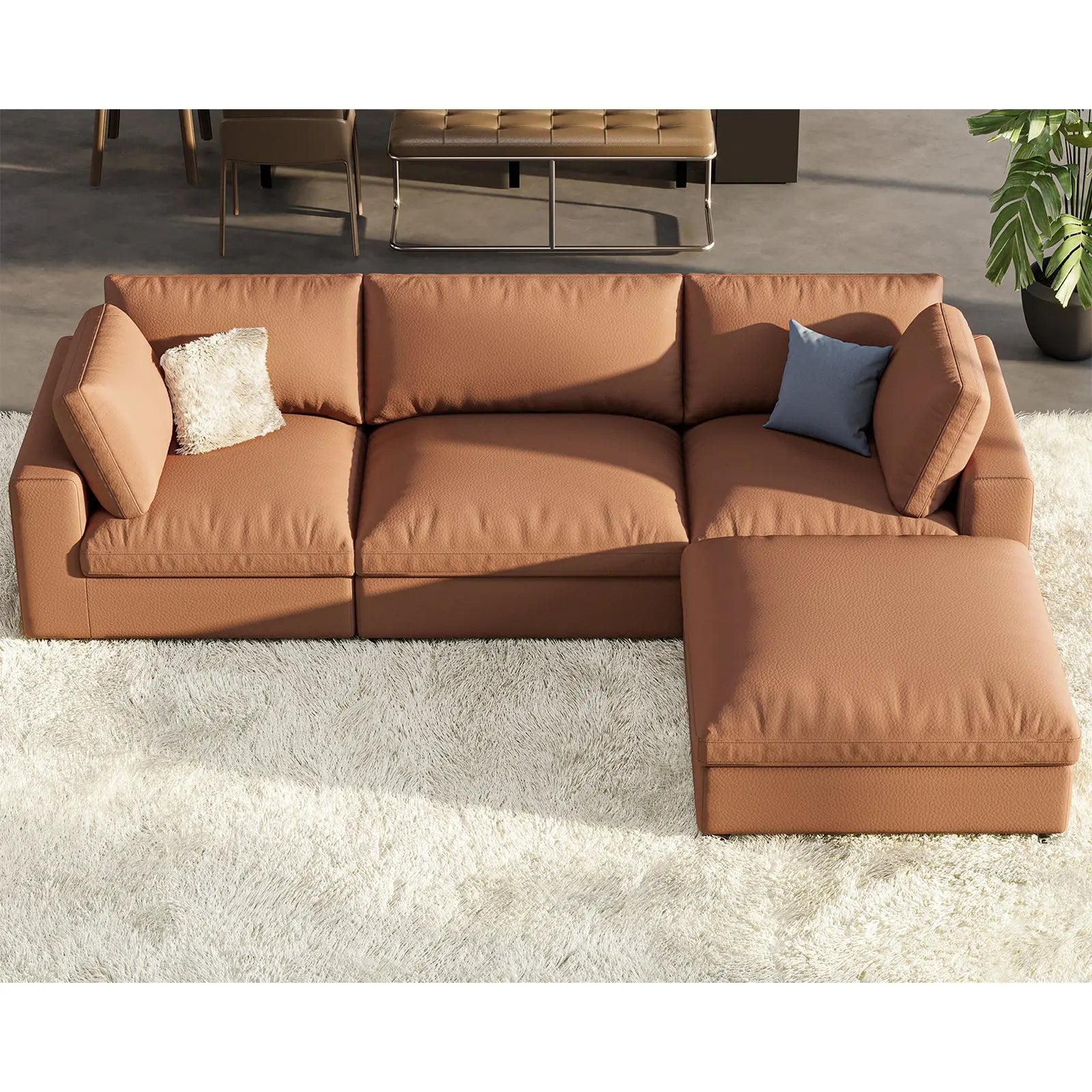 4 Seats L-Shape / Brown